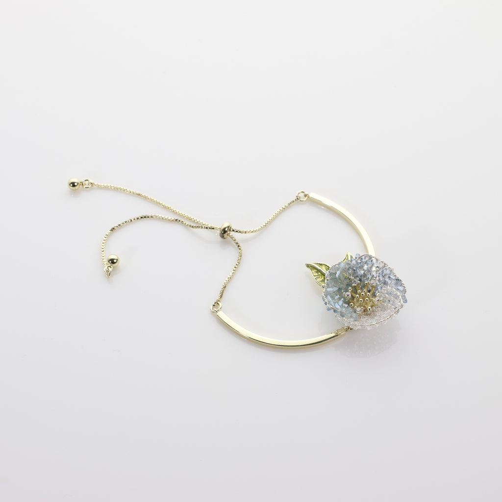 Huaqiao Jewelry Romantic Hand‑Knitted Camellia Flower Bracelet, Exquisite Sweet Craft Crystal Jewelry for Women
