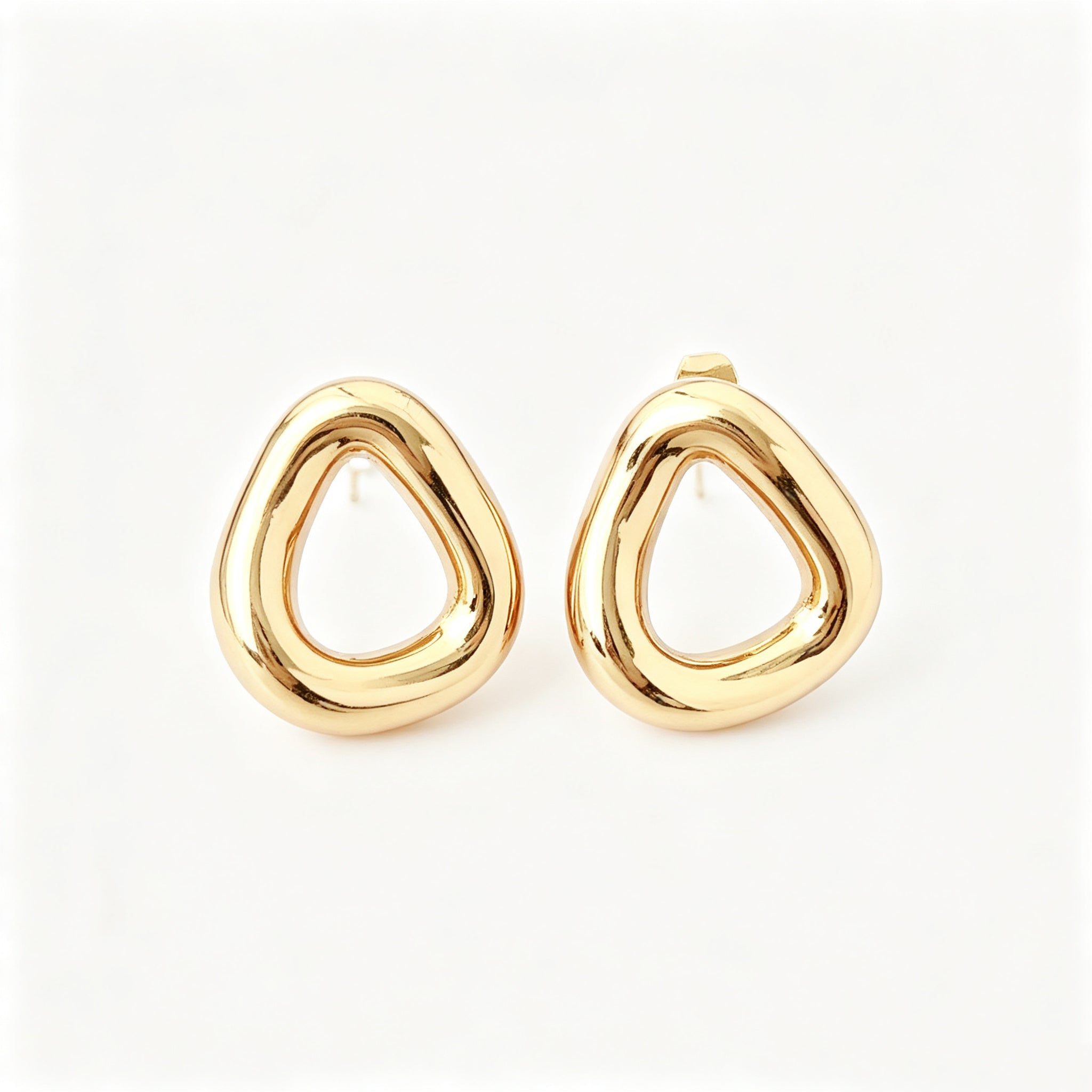 EYDT Textured Irregular Hollow Teardrop Stud Hoops, 18K Gold Plated Waterproof Hypoallergenic Stainless Steel Vintage Hammered Metal Earrings Gift For Daily Travel Party