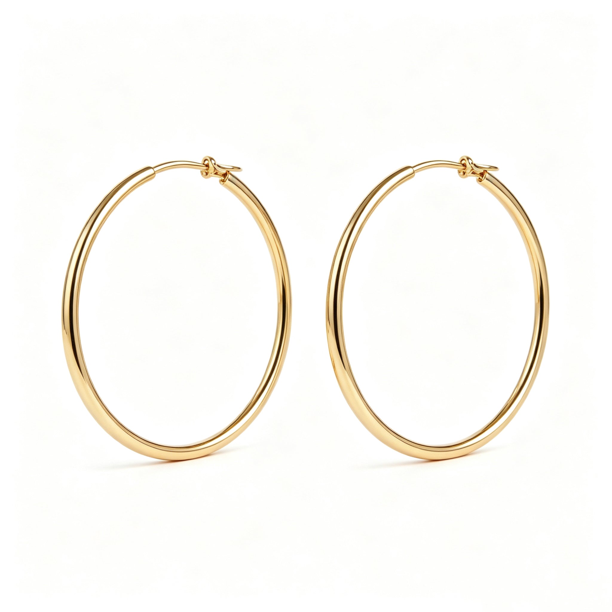 Gold Plated Thin Large Hoop Earrings, 316L Hypoallergenic Stainless Steel Big Circle Huggie Earrings for Women Daily Fashion Jewelry