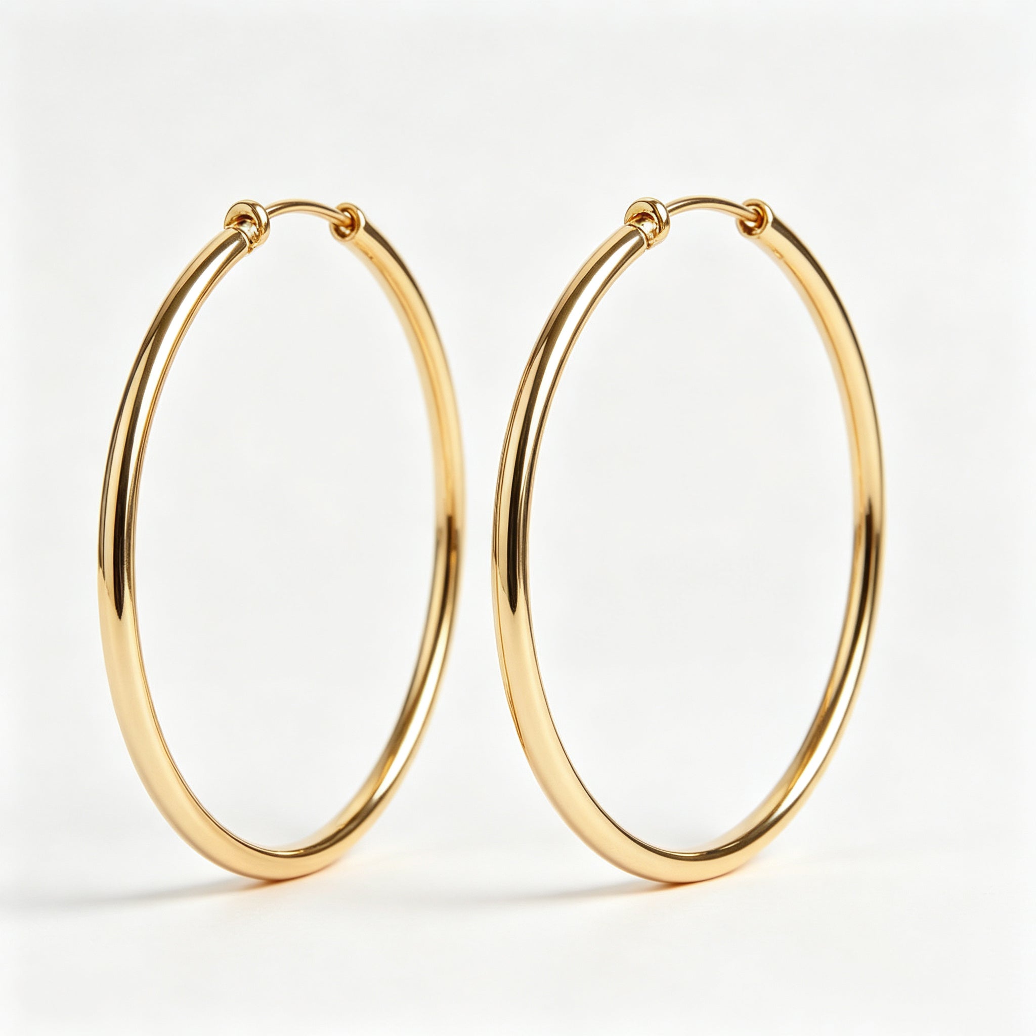 Gold Plated Thin Large Hoop Earrings, 316L Hypoallergenic Stainless Steel Big Circle Huggie Earrings for Women Daily Fashion Jewelry