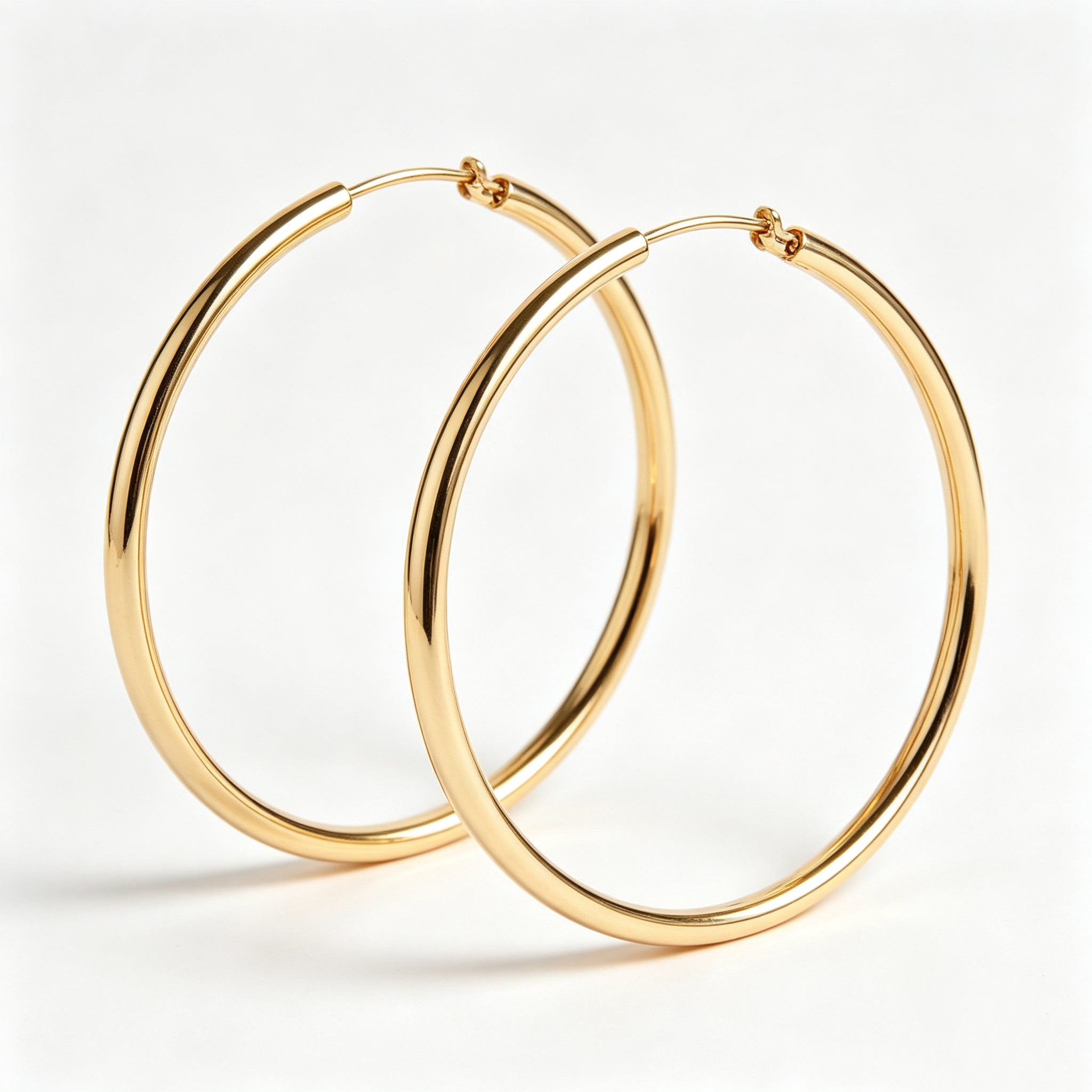 Gold Plated Thin Large Hoop Earrings, 316L Hypoallergenic Stainless Steel Big Circle Huggie Earrings for Women Daily Fashion Jewelry