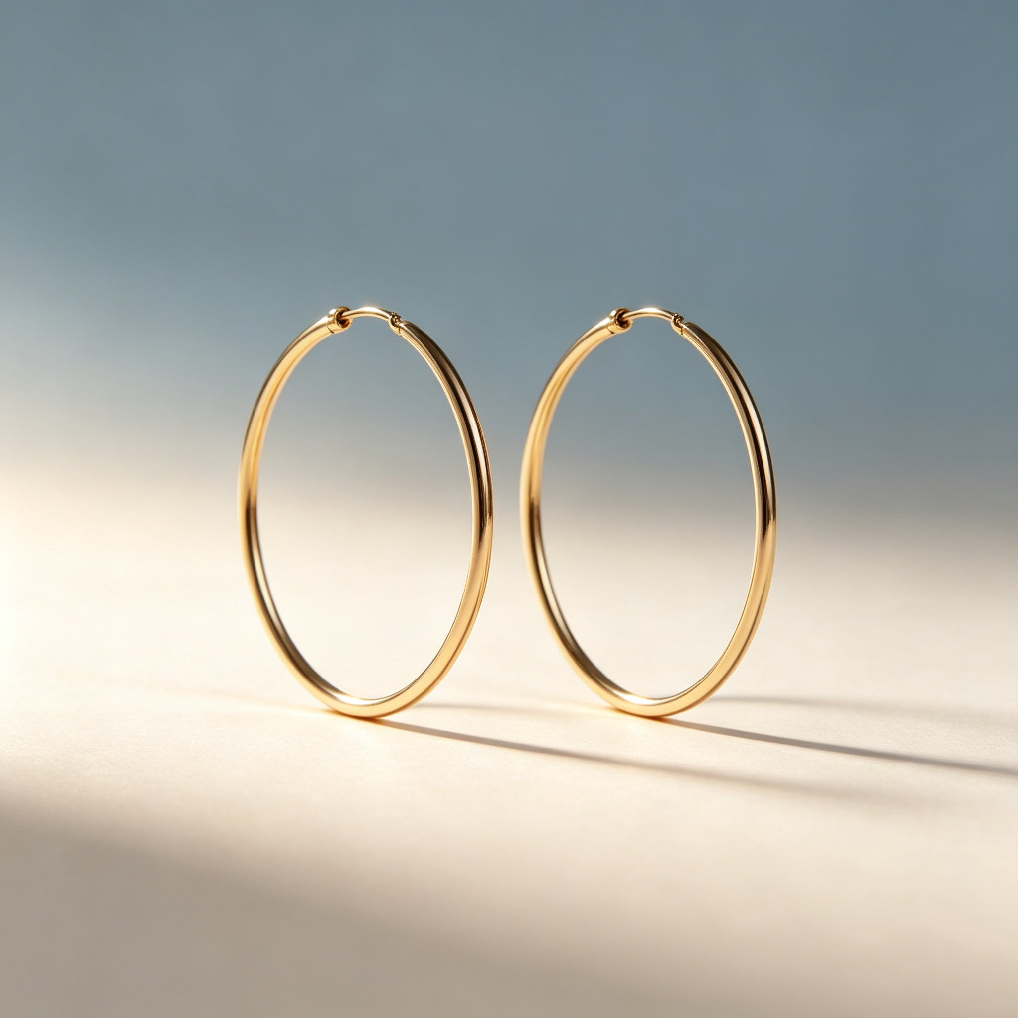 Gold Plated Thin Large Hoop Earrings, 316L Hypoallergenic Stainless Steel Big Circle Huggie Earrings for Women Daily Fashion Jewelry