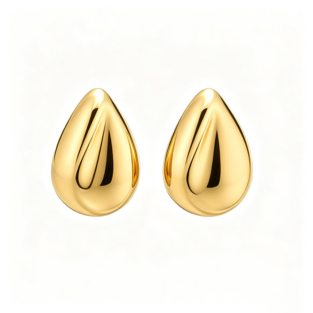 EYDT Irregular Hammered Teardrop Hoop Earrings 18K Gold Waterproof Stainless Steel Open Hollow Drop Hoops For Women Minimalist Jewelry