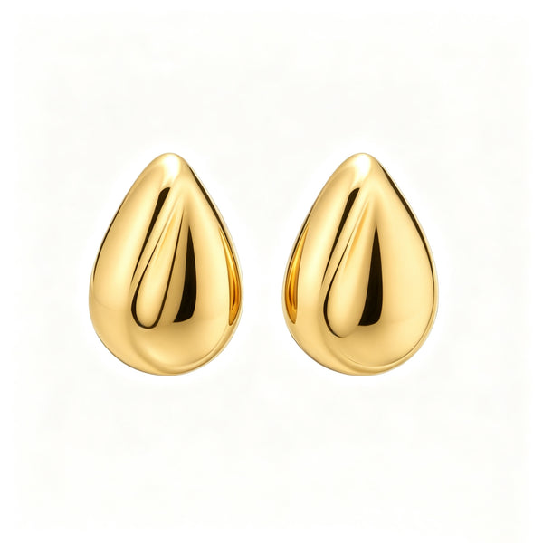 EYDT Irregular Hammered Teardrop Hoop Earrings 18K Gold Waterproof Stainless Steel Open Hollow Drop Hoops For Women Minimalist Jewelry