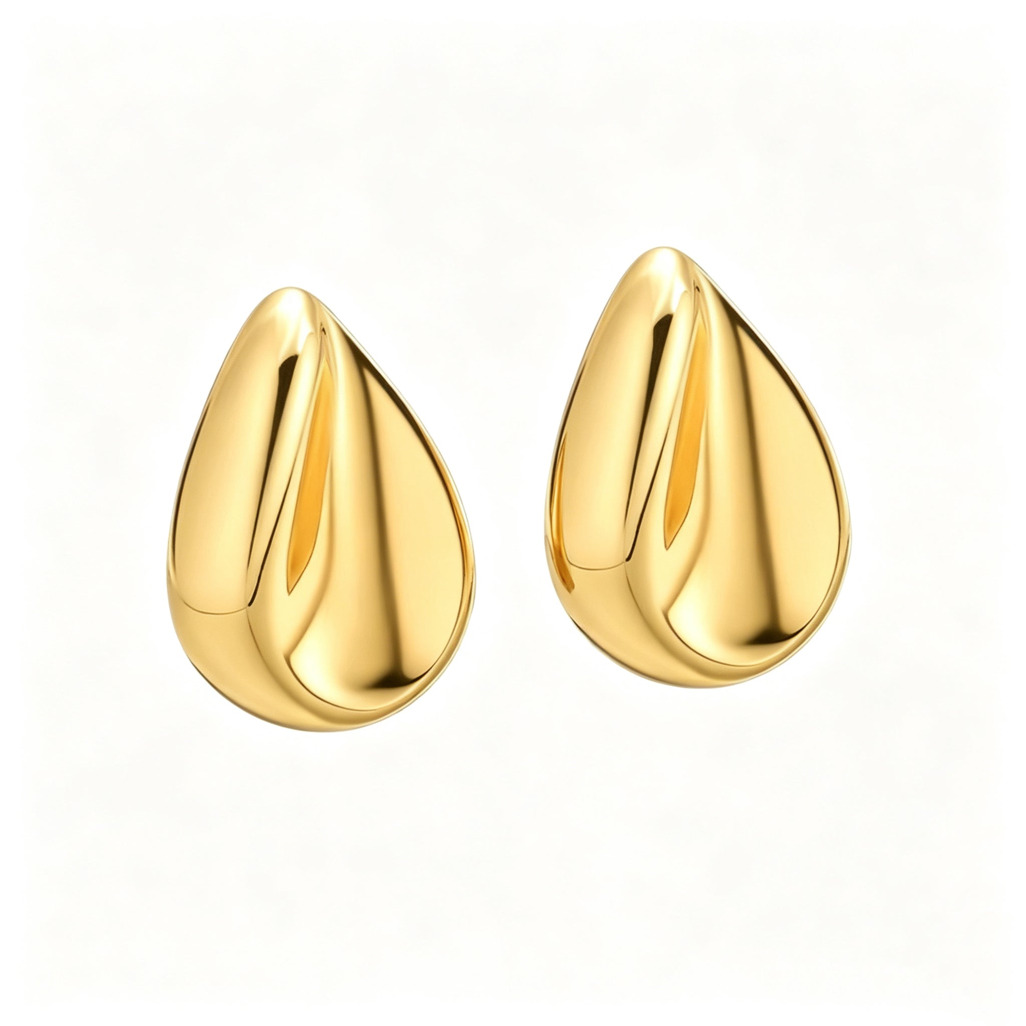 EYDT Irregular Hammered Teardrop Hoop Earrings 18K Gold Waterproof Stainless Steel Open Hollow Drop Hoops For Women Minimalist Jewelry