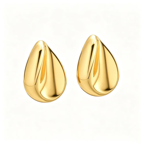 EYDT Irregular Hammered Teardrop Hoop Earrings 18K Gold Waterproof Stainless Steel Open Hollow Drop Hoops For Women Minimalist Jewelry
