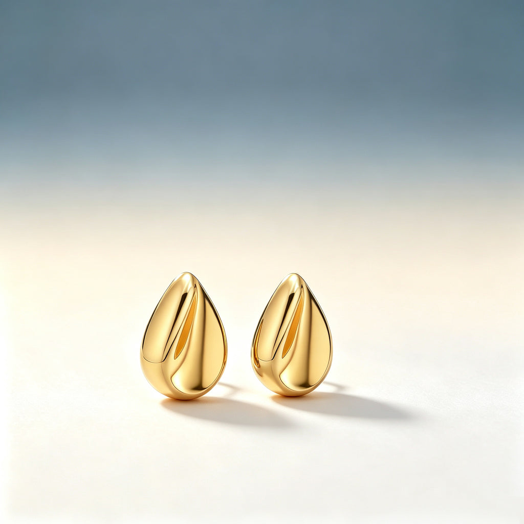 EYDT Irregular Hammered Teardrop Hoop Earrings 18K Gold Waterproof Stainless Steel Open Hollow Drop Hoops For Women Minimalist Jewelry