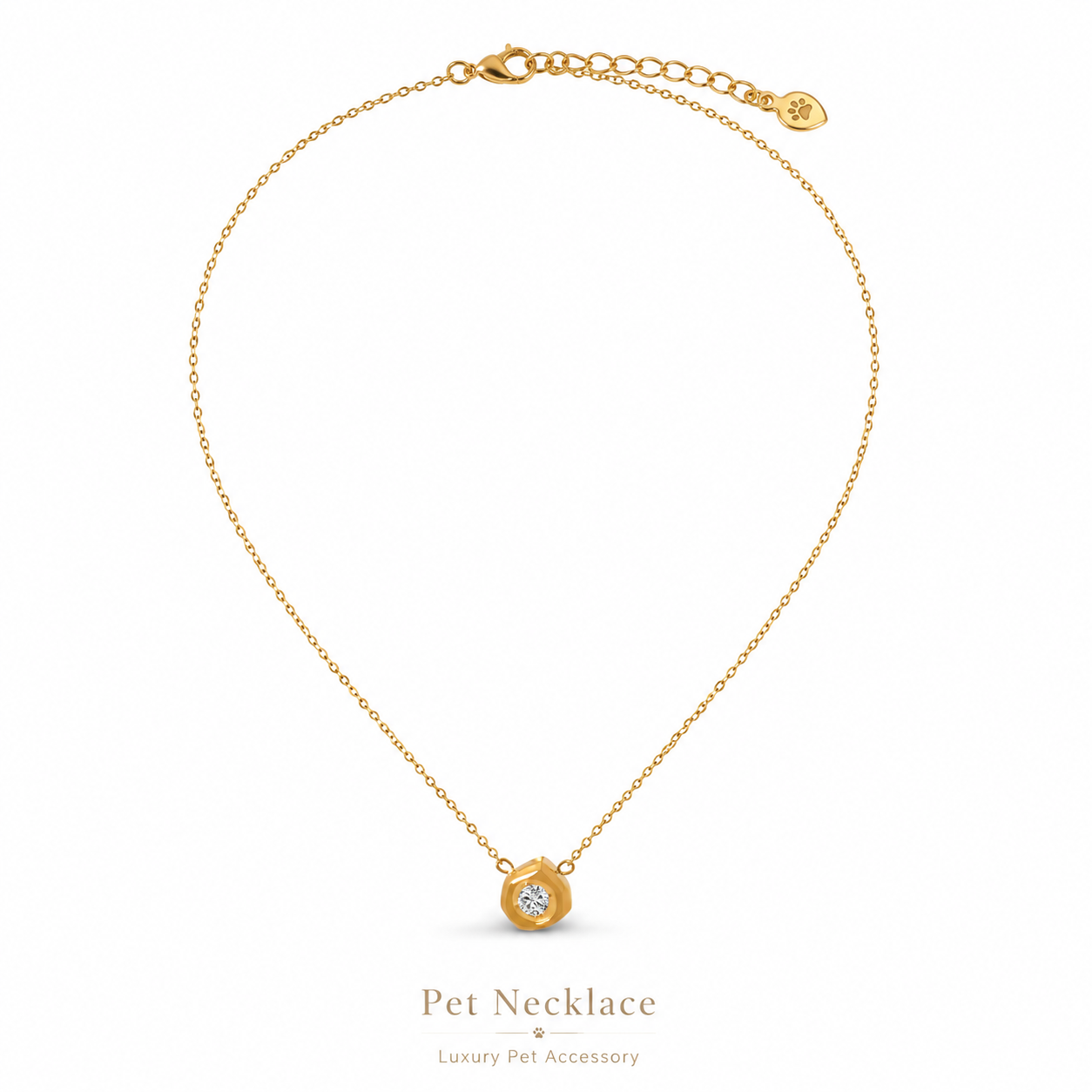 Luxury Gold Pet Necklace with Sparkling Crystal Pendant, Adjustable Lightweight Collar Jewelry for Cats Small Dogs, Elegant Pet Accessory Gift