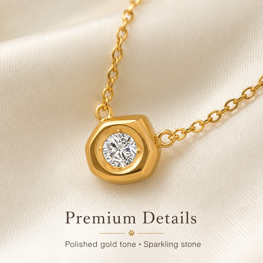 Luxury Gold Pet Necklace with Sparkling Crystal Pendant, Adjustable Lightweight Collar Jewelry for Cats Small Dogs, Elegant Pet Accessory Gift