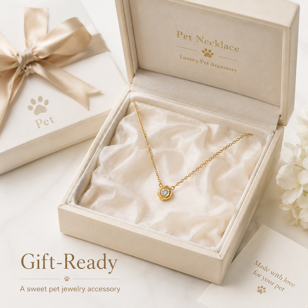 Luxury Gold Pet Necklace with Sparkling Crystal Pendant, Adjustable Lightweight Collar Jewelry for Cats Small Dogs, Elegant Pet Accessory Gift