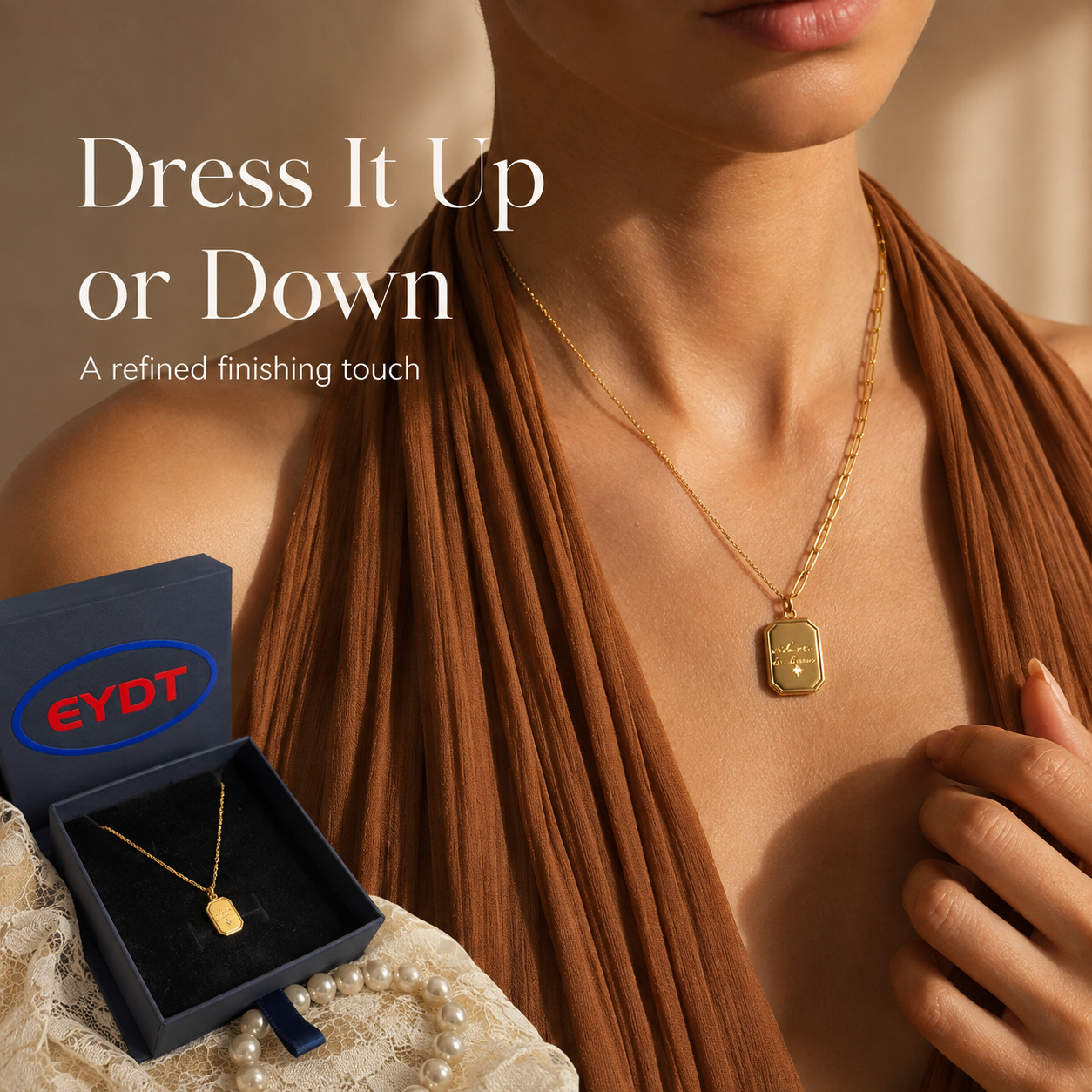 Dainty Gold Octagonal Tag Pendant Necklace, Engraved "Grace & Love" Square Dog Tag Necklace, Minimalist Layered Everyday Jewelry Gift for Women