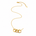 Gold Interlocking Triple Ring Necklace for Women, Three Linked Circles Pendant Necklace with Colorful Crystals, Dainty Adjustable Chain Jewelry Gift for Her