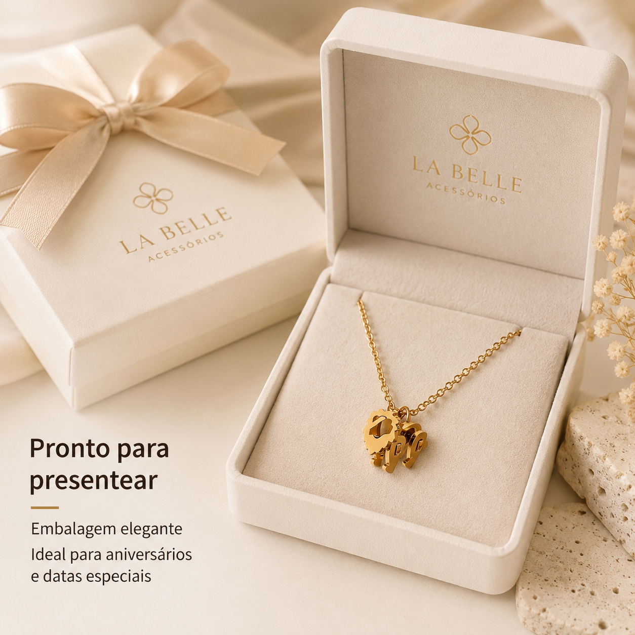 18K Gold Plated Tiny Lion Pendant Necklace, Titanium Steel Hypoallergenic Adjustable Chain Dainty Animal Charm Jewelry Gift for Women