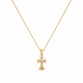 18K Gold Plated Crystal Cross Pendant Necklace for Women, Dainty Stainless Steel Rhinestone Cross Necklace, Hypoallergenic Adjustable Chain Faith Jewelry Gift