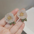 Huaqiao Jewelry Camellia Light‑luxury Earrings, High‑grade Silver‑needle Ear Ornaments, Unique‑design Accessories for Women