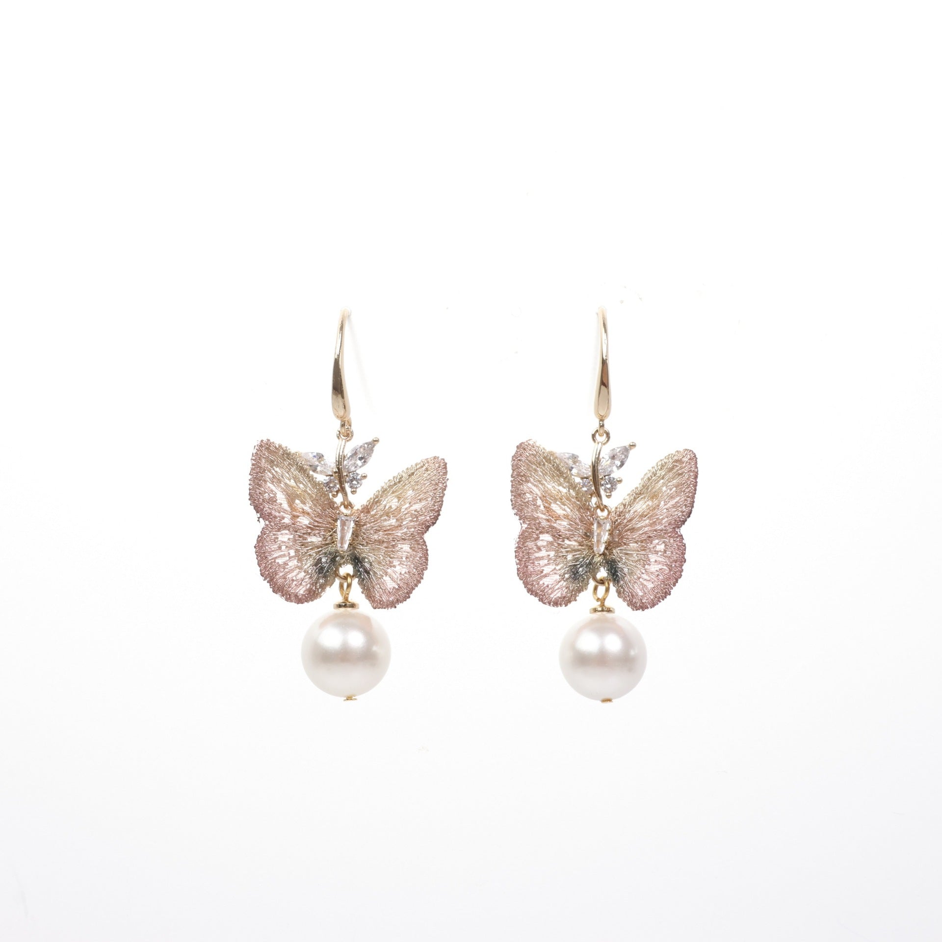 Huaqiao Jewelry French‑style Elegant Heavy‑craft Butterfly Stud Earrings, High‑end Versatile Ear Ornaments, Fashion Accessories for Women